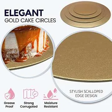 Deluxe Gold Cake Board Set - 6 to 12 Inch Sizes