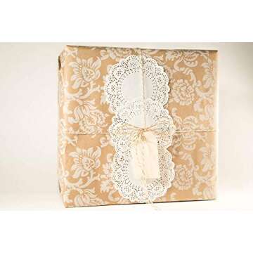 Note Card Cafe Bella Kraft All Occasion Wrapping Paper | 6 Pack | 30 x 120 inch Rolls | Kraft Brown, White | for Birthdays, Weddings, Showers, Gifts, Holidays, Christmas | Recyclable, Biodegradable