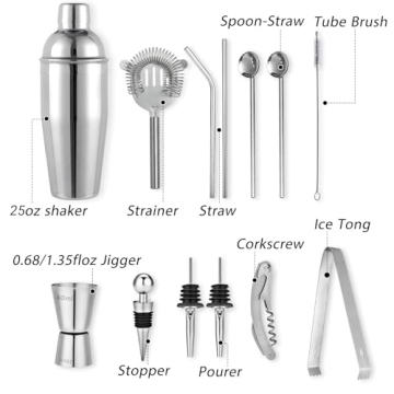 Godmorn 15-Piece Cocktail Shaker Set for Mixology Enthusiasts