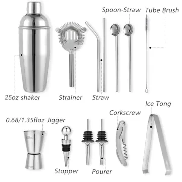 Godmorn 15-Piece Cocktail Shaker Set for Mixology Enthusiasts