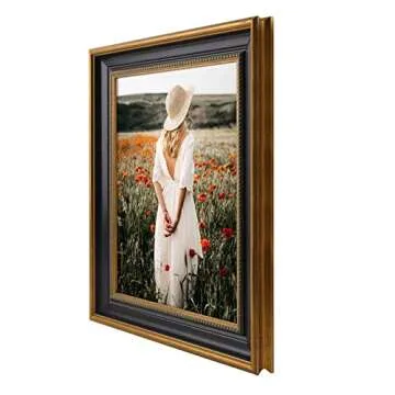 Space Art Deco 11x14 Picture Frame without Mat for 11x14 Photo, High Definition Real Glass Wall Disp...