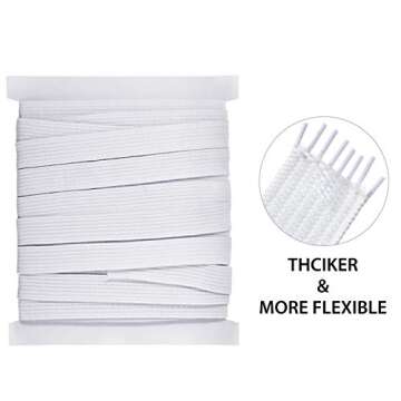 White Elastic for Sewing Knit Elastic Band (1/2 Inch x 11 Yards)