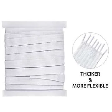 White Elastic for Sewing Knit Elastic Band (1/2 Inch x 11 Yards)