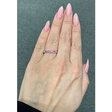 .925 Sterling Silver 1/3 Cttw Natural Pink Tourmaline Gemstone October Birthstone Stacking Ring- Siz...