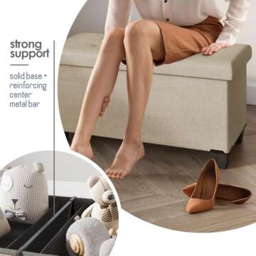 Stylish STORAGEBUD Ottoman with Storage Bins - 30-in