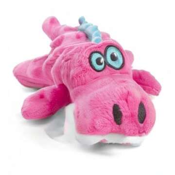 goDog Gators Squeaky Plush Dog Toy, Chew Guard Technology - Pink, Small