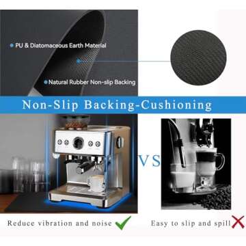 Coffee Mat for Countertops ,Coffee Bar Accessories Fit Under Coffee Maker Espresso Machine, Absorbent Hide Stain Rubber Mat for Countertop ,Dish Drying Mat for Kitchen Counter (Black, 12"x19")