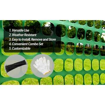 PotatoLife Plastic Mesh Fence Safety Fence, 4'x100' Roll with 100 Zip Ties, Resuable Temporary Netting for Garden Fencing, Construction, Snow Fencing, Animal Barrier, Poultry, Deer, Patio, Green