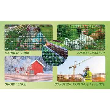 PotatoLife Plastic Mesh Fence Safety Fence, 4'x100' Roll with 100 Zip Ties, Resuable Temporary Netting for Garden Fencing, Construction, Snow Fencing, Animal Barrier, Poultry, Deer, Patio, Green