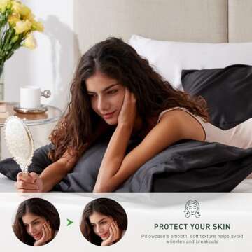 Love's cabin Satin Pillowcase for Hair and Skin (Black, 20x36 inches) Similar to Silk Pillow Cases, King Size Pillow Cases Set of 2 - Satin Cooling Pillow Covers with Envelope Closure