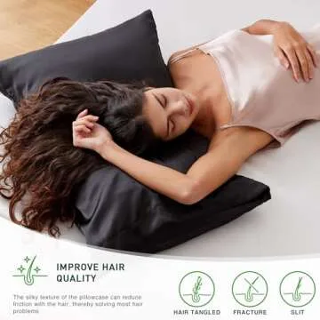 Love's cabin Satin Pillowcase for Hair and Skin (Black, 20x36 inches) Similar to Silk Pillow Cases, King Size Pillow Cases Set of 2 - Satin Cooling Pillow Covers with Envelope Closure