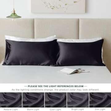 Love's cabin Satin Pillowcase for Hair and Skin (Black, 20x36 inches) Similar to Silk Pillow Cases, King Size Pillow Cases Set of 2 - Satin Cooling Pillow Covers with Envelope Closure