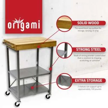 Origami Foldable Kitchen Island Cart for Stylish Storage