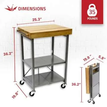 Origami Foldable Kitchen Island Cart for Stylish Storage