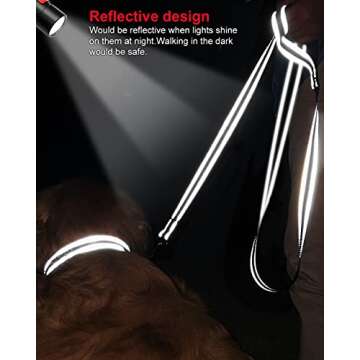 Joytale Double-Sided Reflective Dog Leash, 6 FT/5 FT/4 FT, Padded Handle Nylon Heavy Duty Leashes for Medium & Large Dogs Walking, Black, 6FT