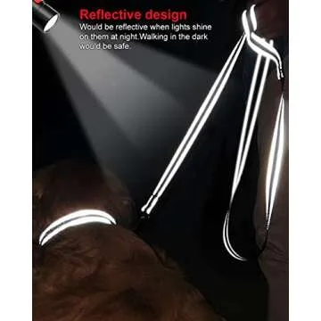 Joytale Double-Sided Reflective Dog Leash, 6 FT/5 FT/4 FT, Padded Handle Nylon Heavy Duty Leashes for Medium & Large Dogs Walking, Black, 6FT