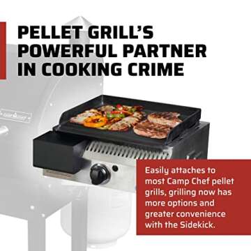 Camp Chef Sidekick Grill Accessory, Flat Top Griddle included, 14" cooking system compatible, Stainl...