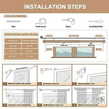 Stylish OLV Adjustable Curtain Rods Set of 2 for Home