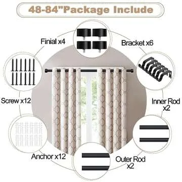 Stylish OLV Adjustable Curtain Rods Set of 2 for Home