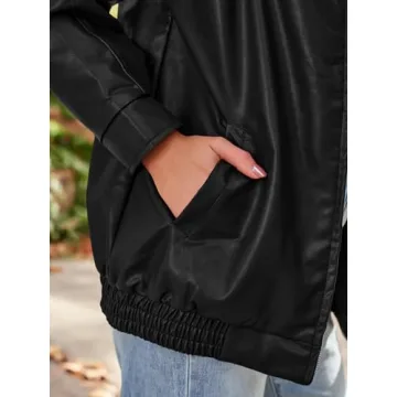 AUTOMET Oversized Faux Leather Jacket for Women