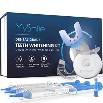 MySmile Teeth Whitening Kit with LED Light, 10 Min Non-Sensitive Fast Teeth Whitener with 3 Carbamid...
