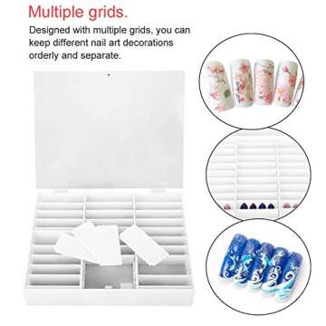 Fake Nail Organizer,Nail Storage Box, Display Box Nail Art Decoration Container Empty Nail Tips Storage Box Fake Nail Display Case(White)