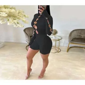 SUZONANA Bodycon Jumpsuit For Women See Through Jumpsuit Sexy Pearl Buckle Sheer Jumpsuit Sleeveless Poster Girl Jumpsuit Clubwear