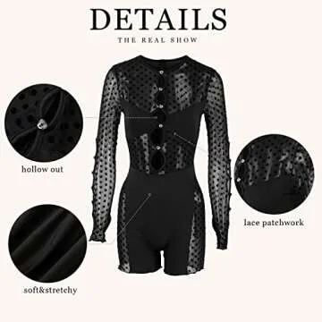 SUZONANA Bodycon Jumpsuit For Women See Through Jumpsuit Sexy Pearl Buckle Sheer Jumpsuit Sleeveless Poster Girl Jumpsuit Clubwear