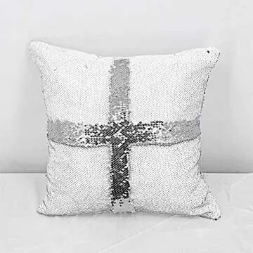 JYFLZQ Sublimation Blanks Sequin Pillow Covers 2pcs 16''x16'' Silver Reversible Flip Sequin Cushion Pillow Cases Glitter Decorative Pillowcases, Personalized Gift for Friend Family