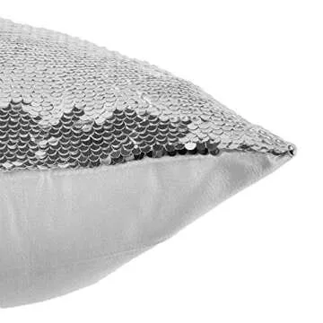 JYFLZQ Sublimation Blanks Sequin Pillow Covers 2pcs 16''x16'' Silver Reversible Flip Sequin Cushion Pillow Cases Glitter Decorative Pillowcases, Personalized Gift for Friend Family