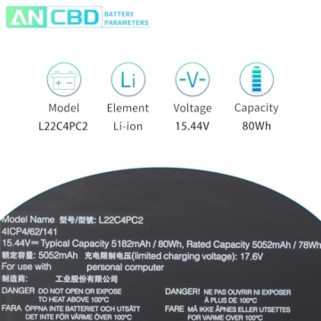 ANCBD L22B4PC2 Laptop Battery Replacement for Lenovo Legion