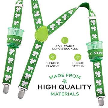 Man of Men St Patricks Day Suspenders - Shot Glass Accessories