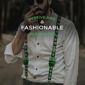Lucky Shot Glass Suspenders for St. Patrick's Day Fun