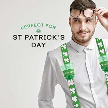 Lucky Shot Glass Suspenders for St. Patrick's Day Fun