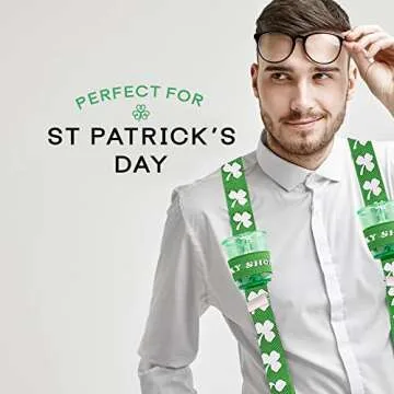 Lucky Shot Glass Suspenders for St. Patrick's Day Fun