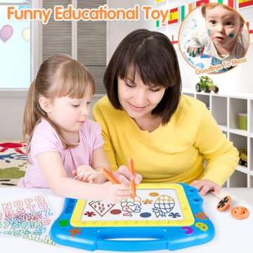 FLY2SKY Magnetic Drawing Board Magna Drawing Doodle Board Travel Size Toddler Toys for 1-2 Year Old ...