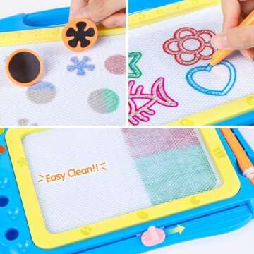 FLY2SKY Magnetic Drawing Board Magna Drawing Doodle Board Travel Size Toddler Toys for 1-2 Year Old Sketch Writing Colorful Erasable Sketching Pad Birthday Gifts Boys Kids Educational Learning Toy