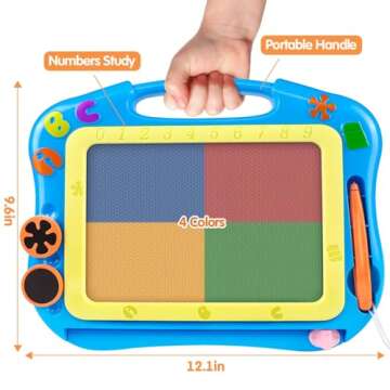 FLY2SKY Magnetic Drawing Board Magna Drawing Doodle Board Travel Size Toddler Toys for 1-2 Year Old Sketch Writing Colorful Erasable Sketching Pad Birthday Gifts Boys Kids Educational Learning Toy