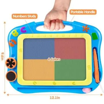 FLY2SKY Magnetic Drawing Board Magna Drawing Doodle Board Travel Size Toddler Toys for 1-2 Year Old Sketch Writing Colorful Erasable Sketching Pad Birthday Gifts Boys Kids Educational Learning Toy
