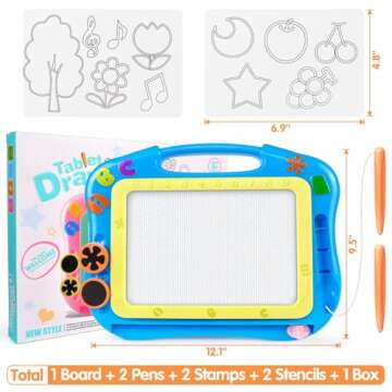 FLY2SKY Magnetic Drawing Board Magna Drawing Doodle Board Travel Size Toddler Toys for 1-2 Year Old Sketch Writing Colorful Erasable Sketching Pad Birthday Gifts Boys Kids Educational Learning Toy