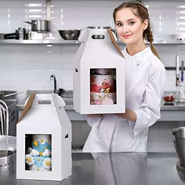 Cake Boxes with Window, Tall Cake Box | 10pcs 10x10x12 inch Cake Box, Cake Boxes 10 inch, 10 inch Cake Box, 10x10 Cake Box | Tall Cake Boxes for Tier Cakes, Tiered Cake Box, 2 Tier Cake Box, Cake Box Tall, Bakery Box, Bakery Take Out Containers