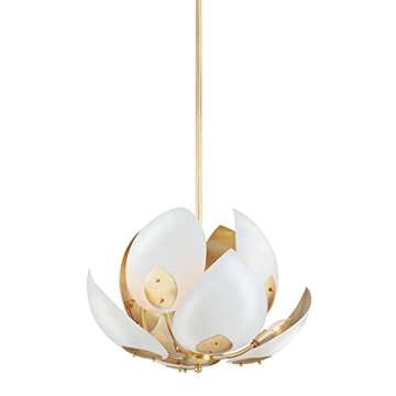Hudson Valley Lighting Lotus 8 Light Chandelier - Gold Leaf Finish - White Shade