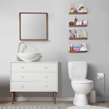 Sorbus Floating Shelves for Wall, 16" Mahogany Bathroom Shelves Wall Mounted for Kitchen, Bedroom, L...