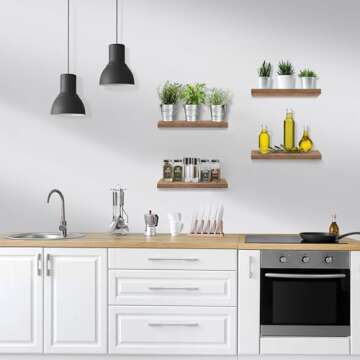 Sorbus Floating Shelves for Wall, 16" Mahogany Bathroom Shelves Wall Mounted for Kitchen, Bedroom, Living Room, Bathroom Storage, Over Toilet, Hanging Book Shelf for Wall Home Decor (4 Pack)