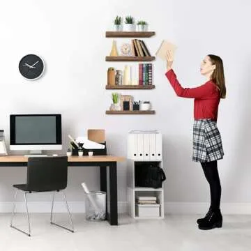 Sorbus Floating Shelves for Wall, 16" Mahogany Bathroom Shelves Wall Mounted for Kitchen, Bedroom, Living Room, Bathroom Storage, Over Toilet, Hanging Book Shelf for Wall Home Decor (4 Pack)