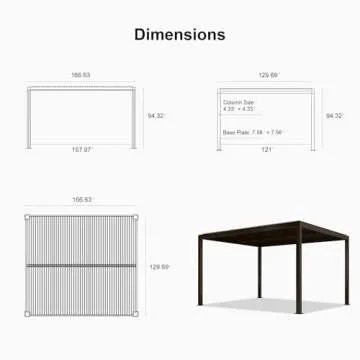 PURPLE LEAF Louvered Pergola with Adjustable Canopy for Outdoors