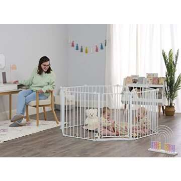 Regalo 192-Inch Super Wide Adjustable Baby Gate and Play Yard, 4-in-1, Bonus Kit, 4 Count (Pack of 1 & Easy Step 36" Extra Tall Walk Thru Baby Gate, Includes 4-Inch Extension Kit, 4 Pack