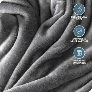 Bare Home Fleece Blanket - Full/Queen Blanket - Grey - Lightweight Blanket for Bed, Sofa, Couch, Movie Night, Camping, and Travel - Microplush - Ultra Soft Warm Blanket (Full/Queen, Grey)