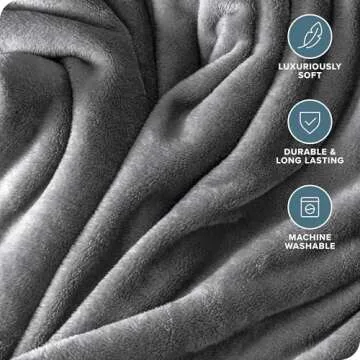 Bare Home Fleece Blanket - Full/Queen Blanket - Grey - Lightweight Blanket for Bed, Sofa, Couch, Movie Night, Camping, and Travel - Microplush - Ultra Soft Warm Blanket (Full/Queen, Grey)