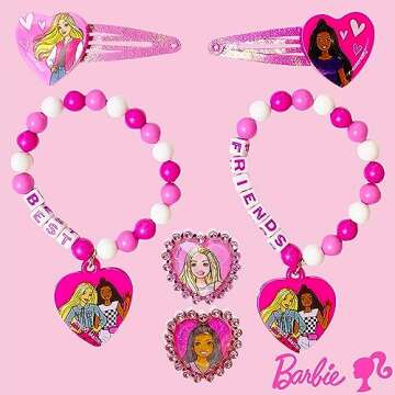 LUV HER Barbie Accessories 6 Piece Jewelry Box Set - Rings, Bracelets & Clips